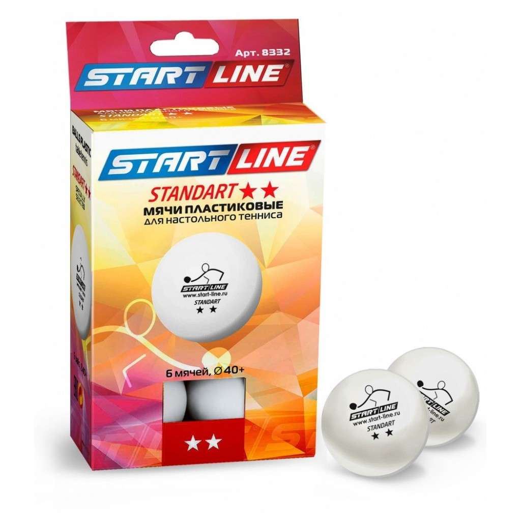 Мячи Start line Standart 2* New (6 шт, бел.)