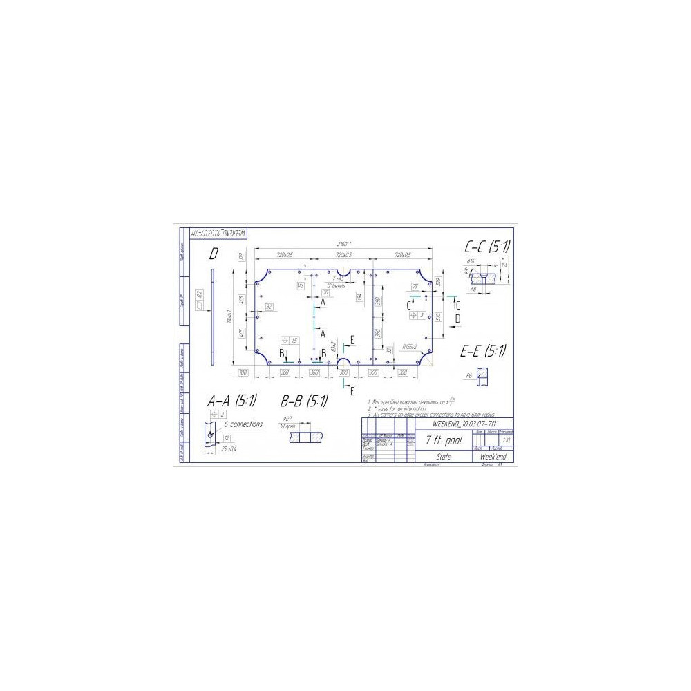 Плита "Premium-Quality Rasson" 7 ф (25 мм, 3-pc) пул