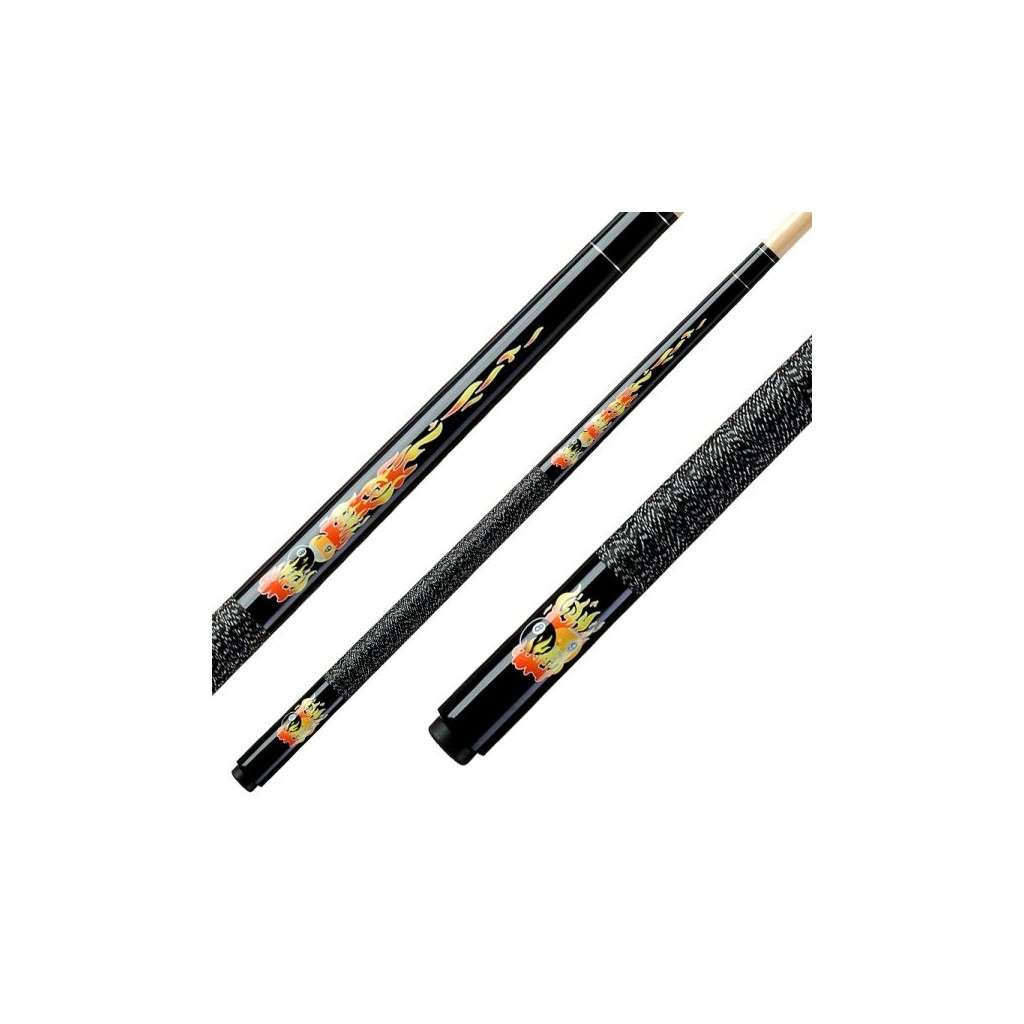 Кий / пул 2-pc "Kids Classic Flames CF-01" (черный) 123 cm с оплеткой ирландский лен